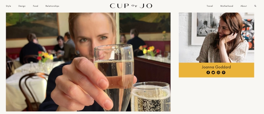 Screenshot of Cup of Jo website