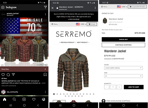 Example of Serremo s-commerce ad