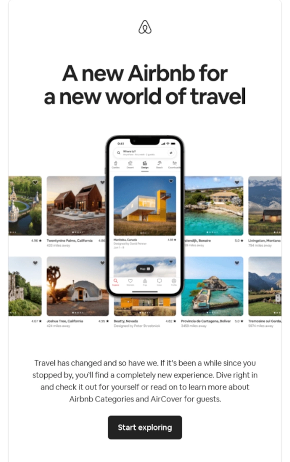 Airbnb email marketing trends example