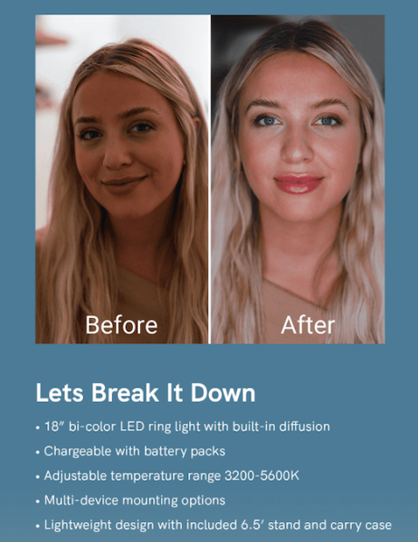 before and after lume cube - grin influencer marketing
