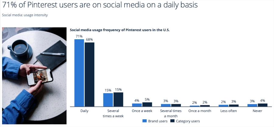 Bar graph of Pinterest users social media usage