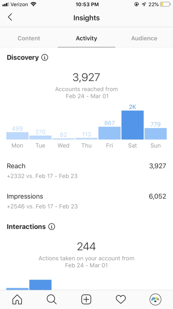 Instagram Insights section