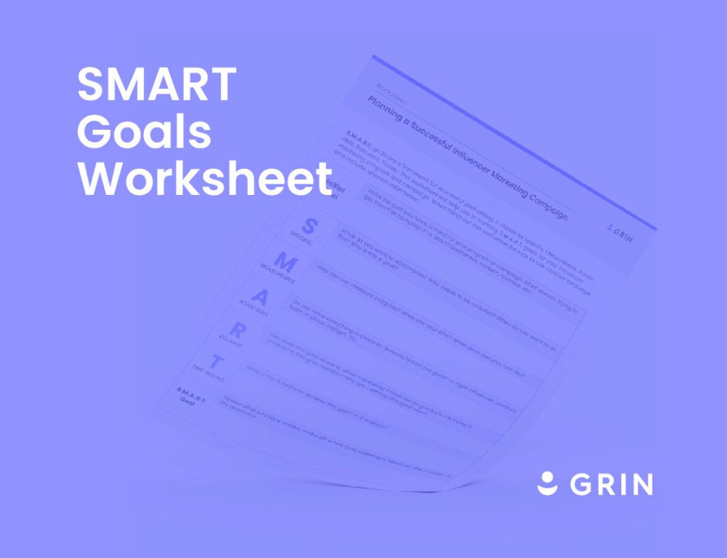 SMART goals worksheet on purple backdrop with a worksheet in the background