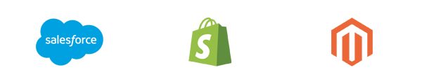 Salesforce, Shopify, and Magento icons