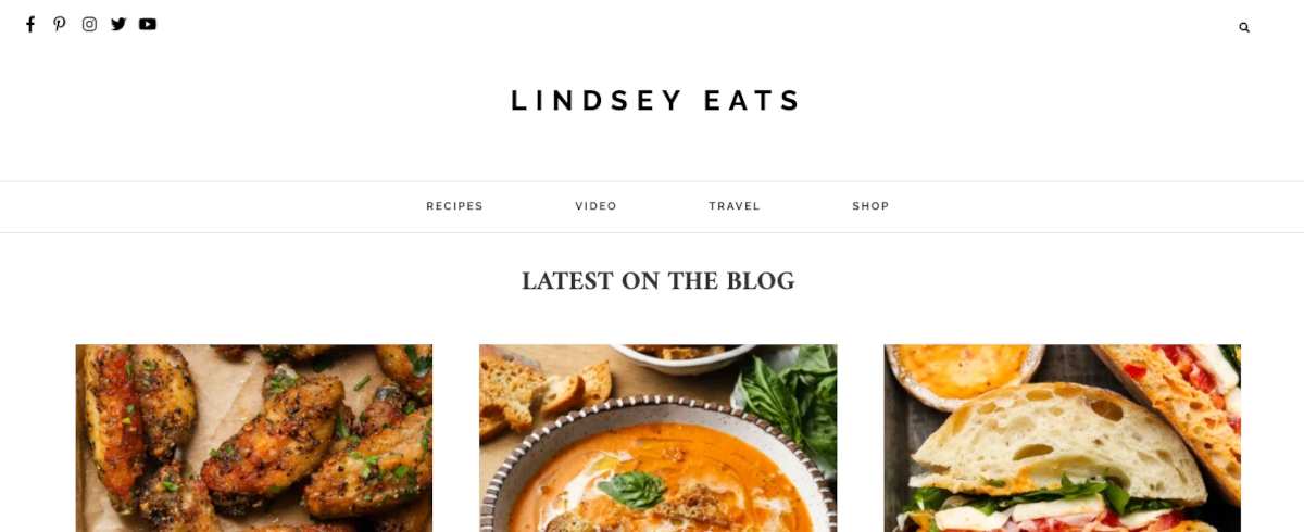 Screenshot of Lindsey Eats site