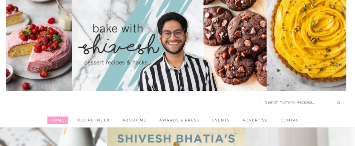 Screenshot of Bake with Shivesh site