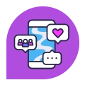 Icon of smartphone with chat bubbles