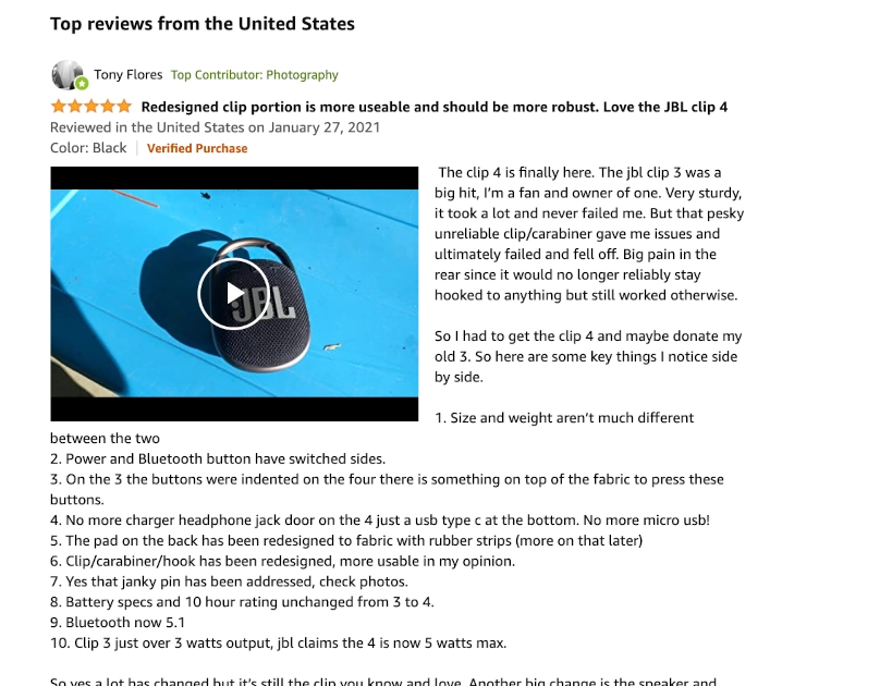 Screenshot of Amazon review showing social proof