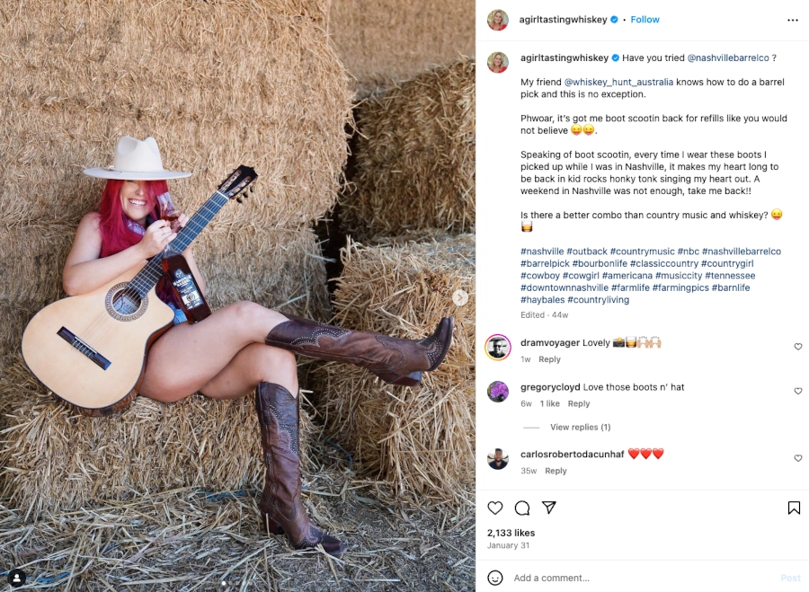 Screenshot of A Girl Tasting Whiskey Instagram post