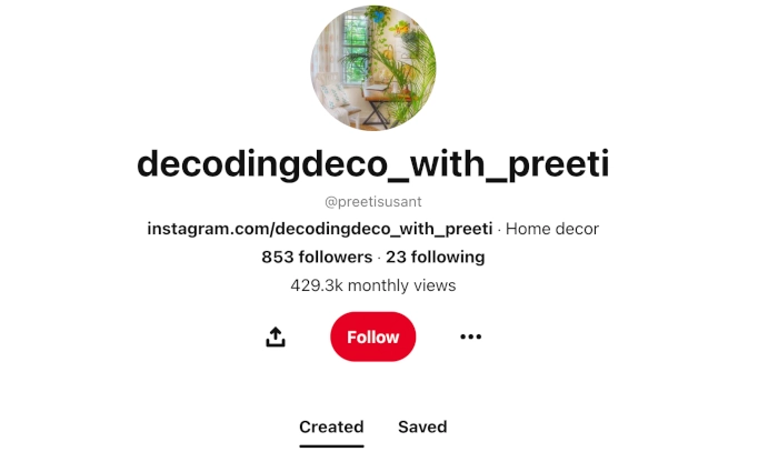 Screenshot of decodingdeco_with_preeti Pinterest