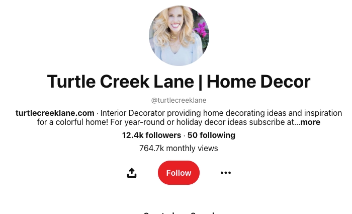 Screenshot of Turtle Creek Lane Pinterest