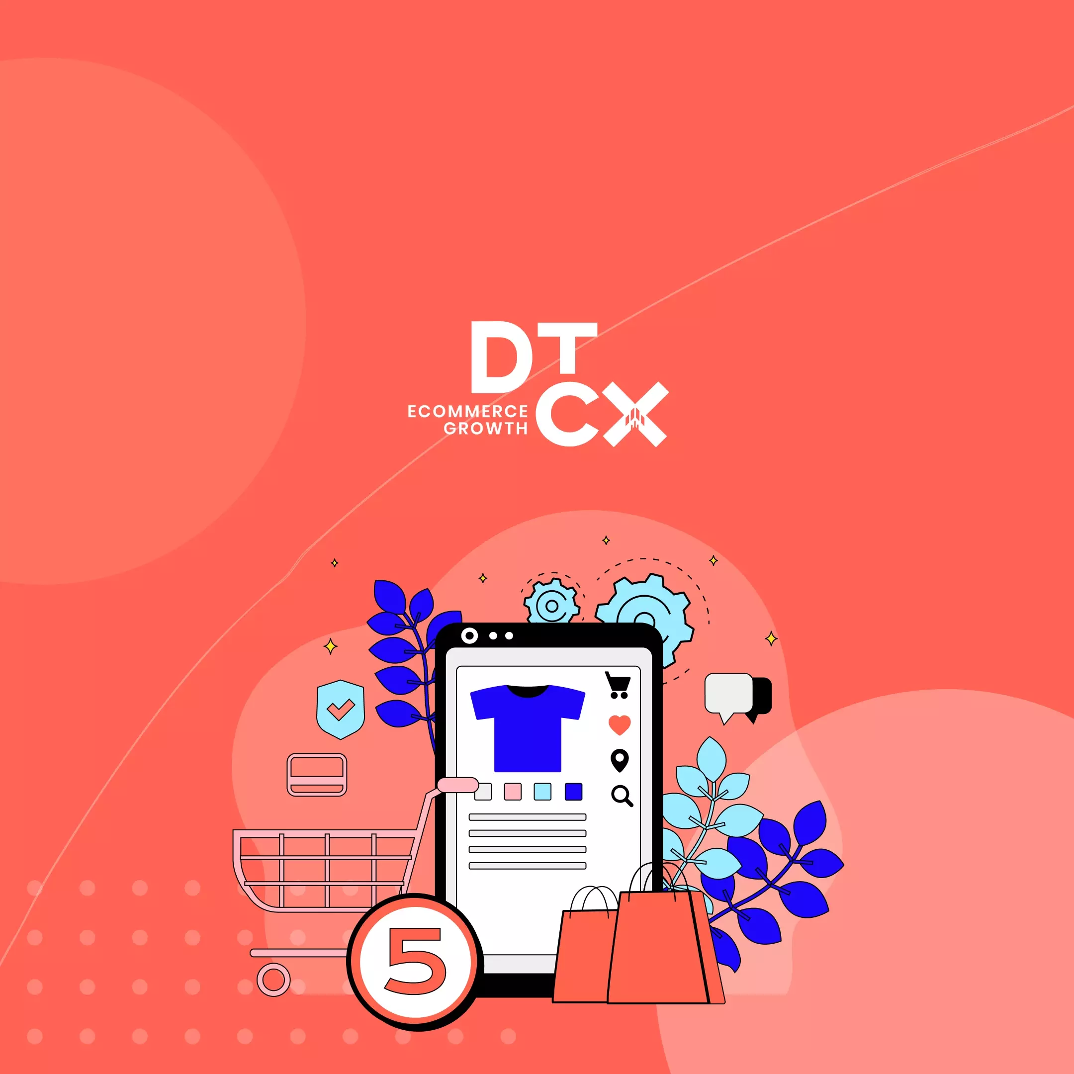 DTCX Ecommerce Growth title image with animation images referencing online shopping