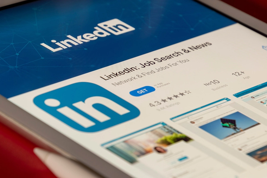 LinkedIn on a tablet, where people can find LinkedIn content creators