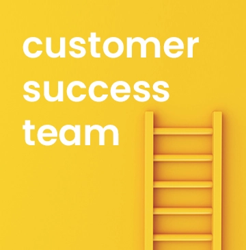 Customer success team words next to yellow ladder