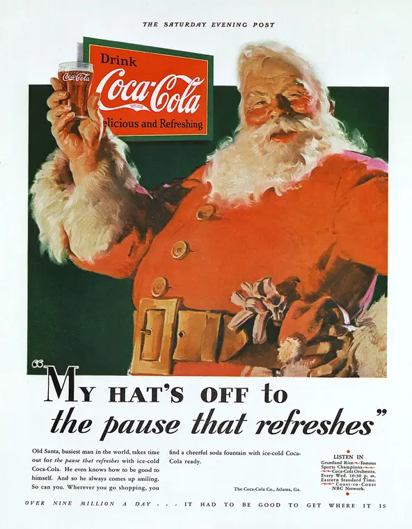 Santa Coca-Cola ad in The Saturday Evening Post showing the history of influencer marketing