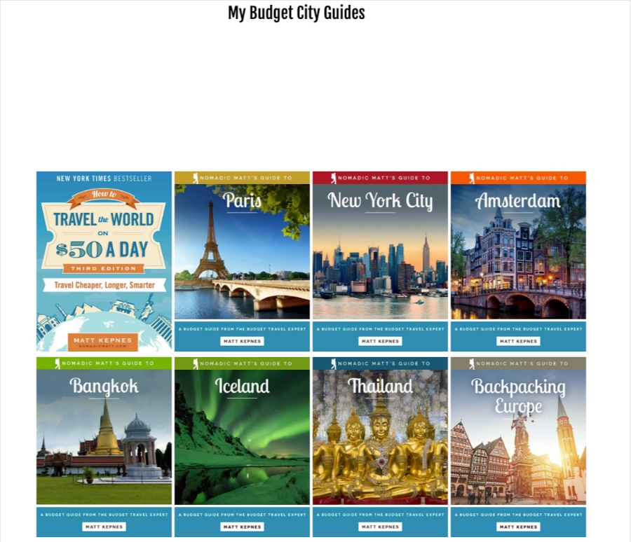 Screenshot of Budget City Guides