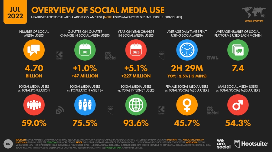 2022 Global Social Media Use infographic
