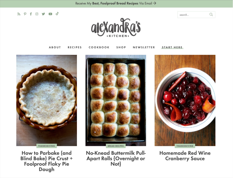Alexandra's Kitchen blog screenshot