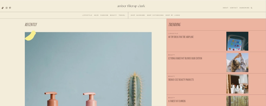 Screenshot of Amber Fillerup Clark blog