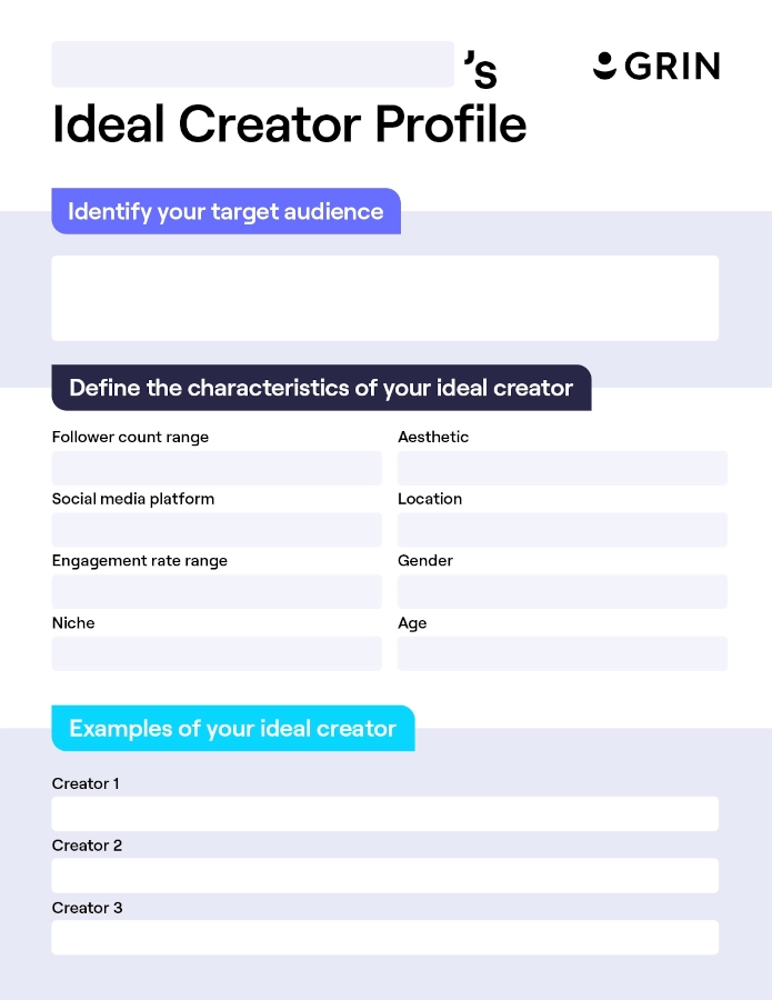 Ideal creator profile worksheet preview