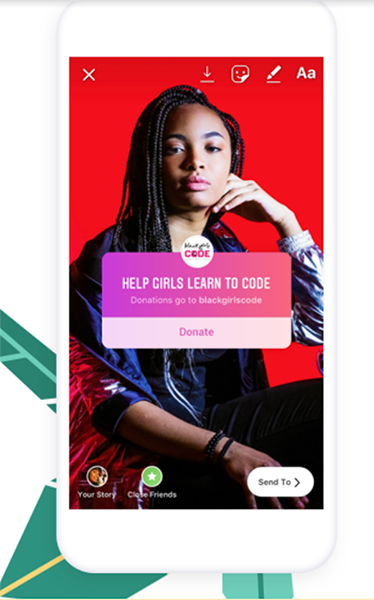 Instagram post asking for donations to help girls learn to code