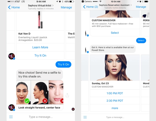 Shade matching chatbot from Sephora