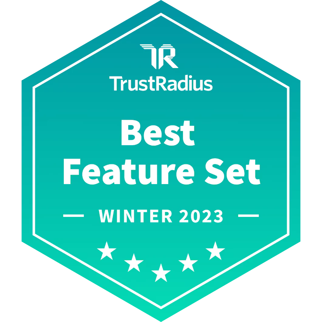 TrustRadius Best Feature Set Winter 2023 badge