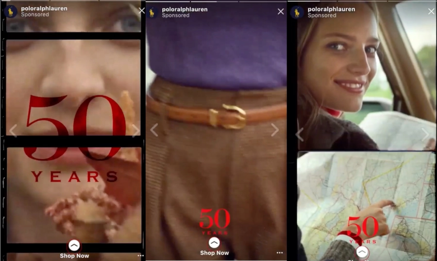 Screenshot of Ralph Lauren Instagram ads examples