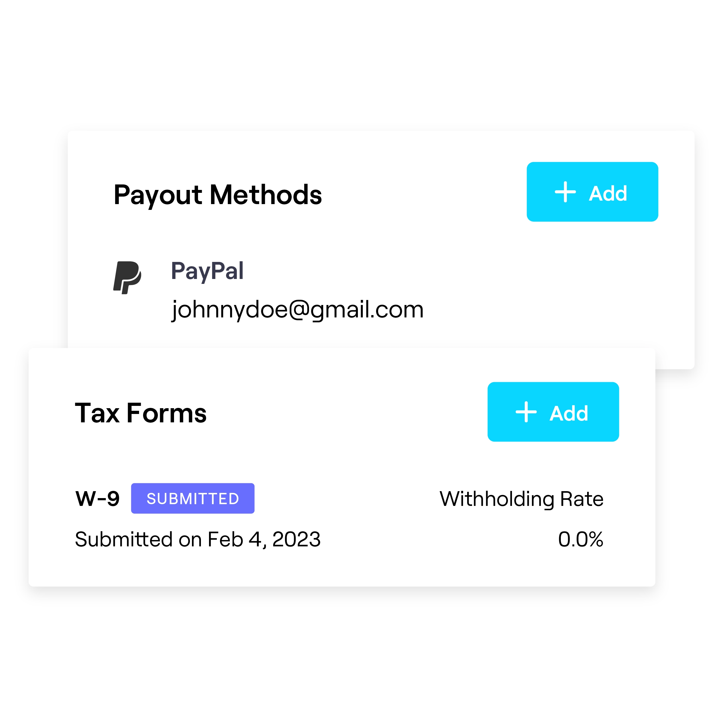 image of payment methods and tax forms in GRIN