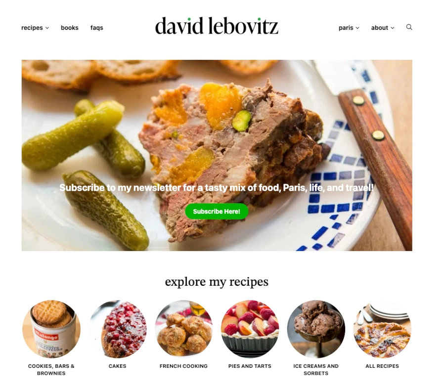 Screenshot of David Lebovitz homepage