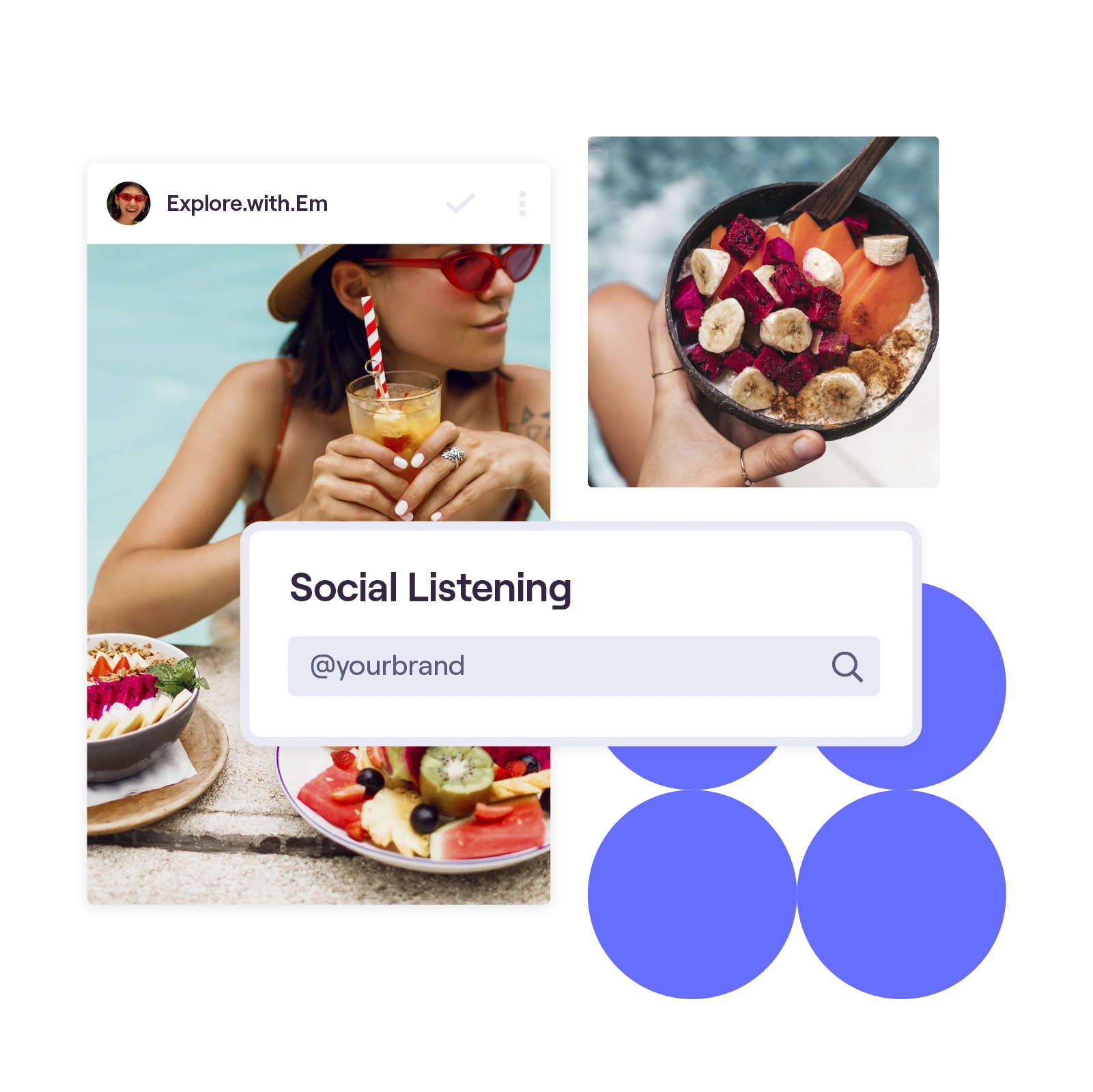 stylized image of an influencer reviewing a meal symbolizing social listening capabilities