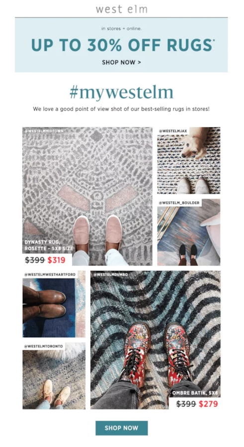 West Elm email example