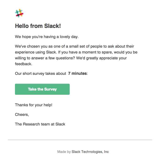 Slack email example