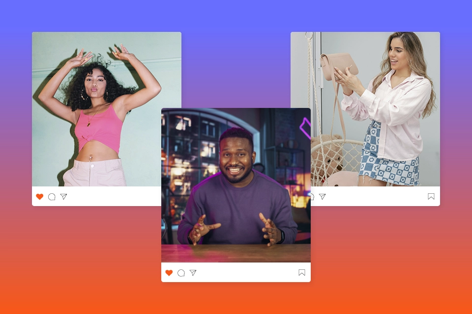 Three Instagram post idea examples with three different content creators