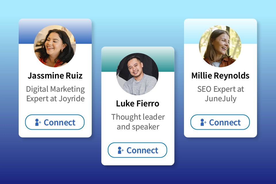 Three LinkedIn influencer profiles