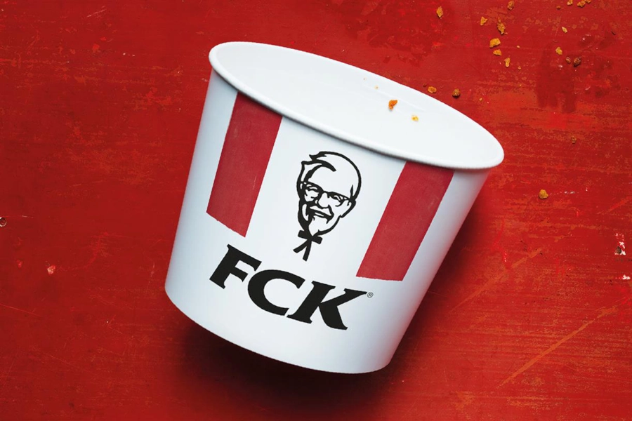 KFC bucket that says 