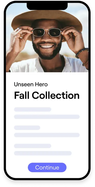 A smartphone showing a content creator for a Fall Collection