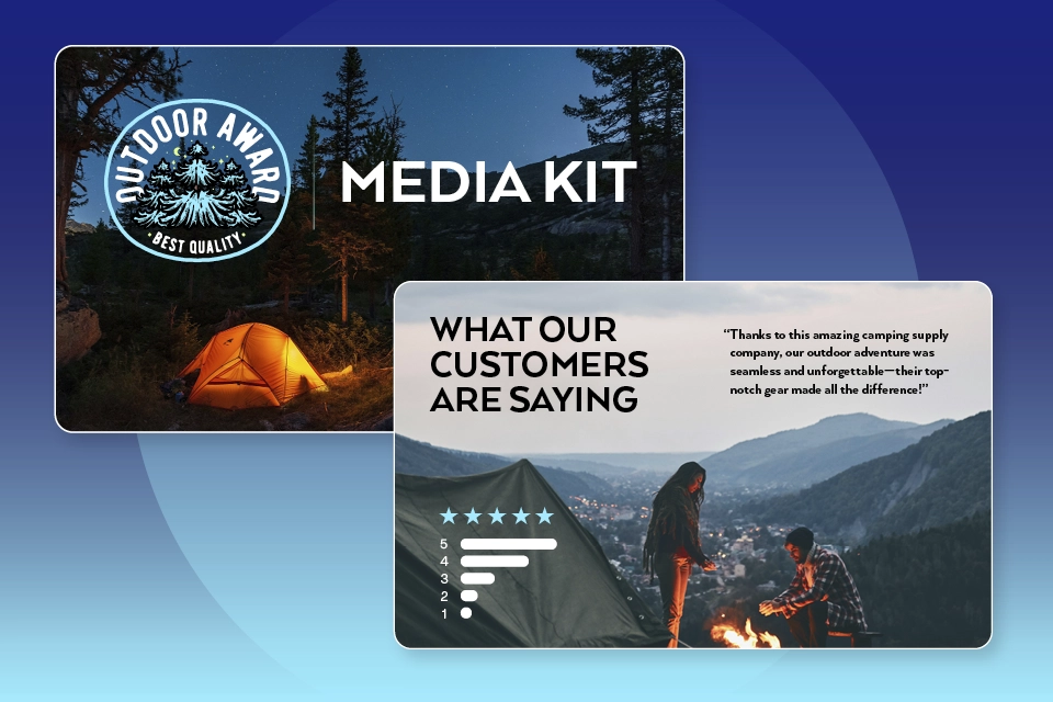 Stylized image for the What Is a Media Kit blog containing a media kit example