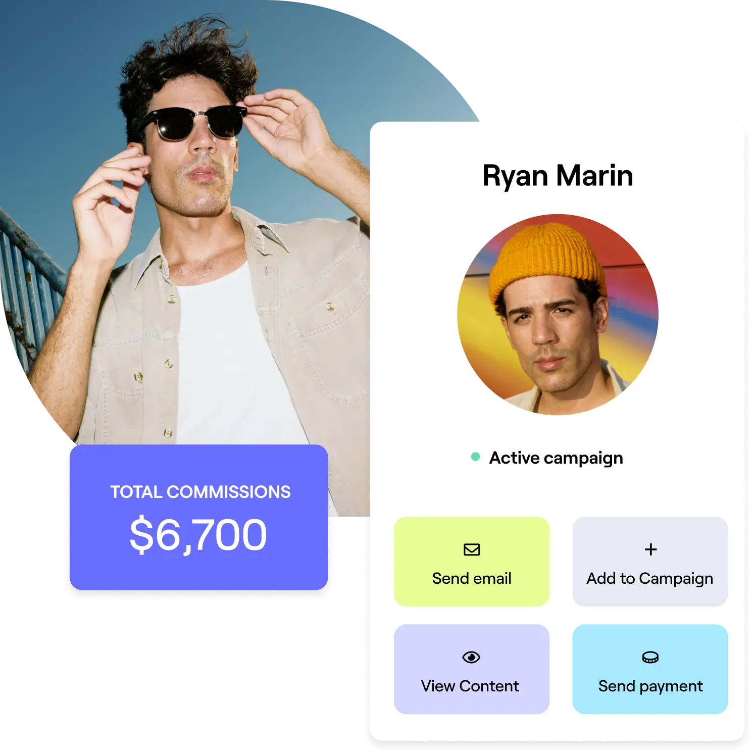 Stylized images of GRIN's influencer relationship management software